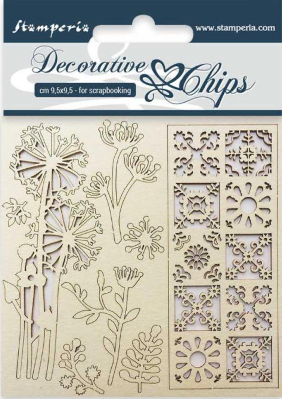 Stamperia Fichas Decorativas Flores y Cuento